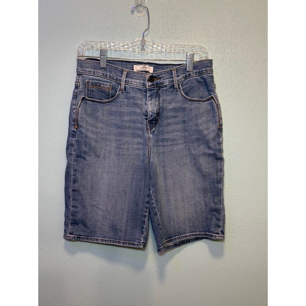 Levi's Womens Bermuda Jean Shorts Size 10 Medium Blue Wash Stretch Demin
